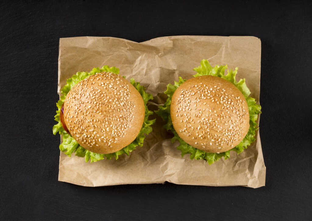 top view burgers paper